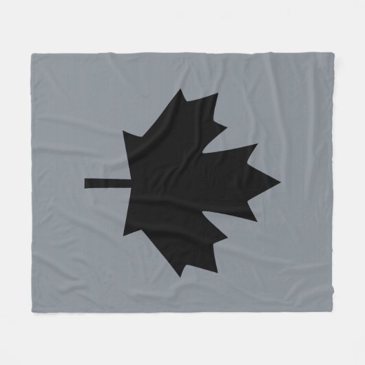 Bold Canadian Black Maple Leaf Fleece Deken (Voorkant (Horizontaal))