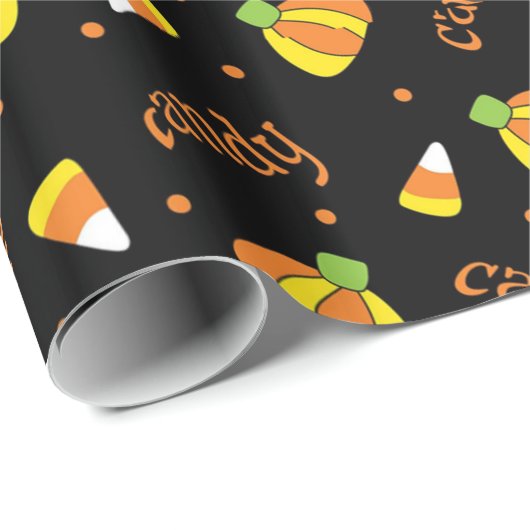 Bold Candy Corn Black Fun Halloween Cadeaupapier (Rol Hoek)