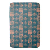 Bold Caribbean Tribal Mudcloth: Blauwgroen, Koraal Badmat (Voorkant Verticaal)