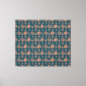 Bold Caribbean Tribal Mudcloth: Blauwgroen, Koraal Canvas Afdruk (Voorkant)