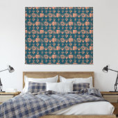 Bold Caribbean Tribal Mudcloth: Blauwgroen, Koraal Canvas Afdruk (Insitu (Slaapkamer))