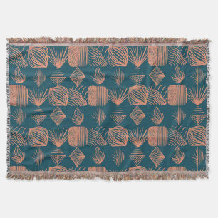 Bold Caribbean Tribal Mudcloth: Blauwgroen, Koraal Deken