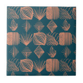 Bold Caribbean Tribal Mudcloth: Blauwgroen, Koraal Tegeltje (Voorkant)