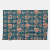 Bold Caribbean Tribal Mudcloth: Blauwgroen, Koraal Theedoek (Horizontaal)