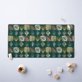 Bold Caribbean Tribal Mudcloth: Boho Blauwgroen Bureaumat