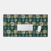 Bold Caribbean Tribal Mudcloth: Boho Blauwgroen Bureaumat (Keyboard & Muis)