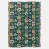 Bold Caribbean Tribal Mudcloth: Boho Blauwgroen Deken (Voorkant Verticaal)