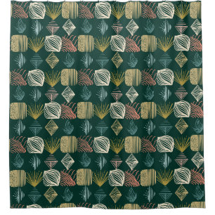 Bold Caribbean Tribal Mudcloth: Boho Blauwgroen Douchegordijn