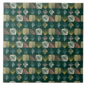 Bold Caribbean Tribal Mudcloth: Boho Blauwgroen Tegeltje (Voorkant)