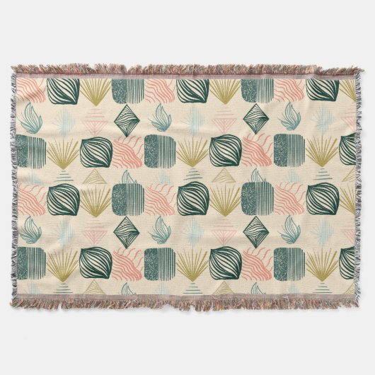 Bold Caribbean Tribal Mudcloth: Boho Buttercream Deken (Voorkant)
