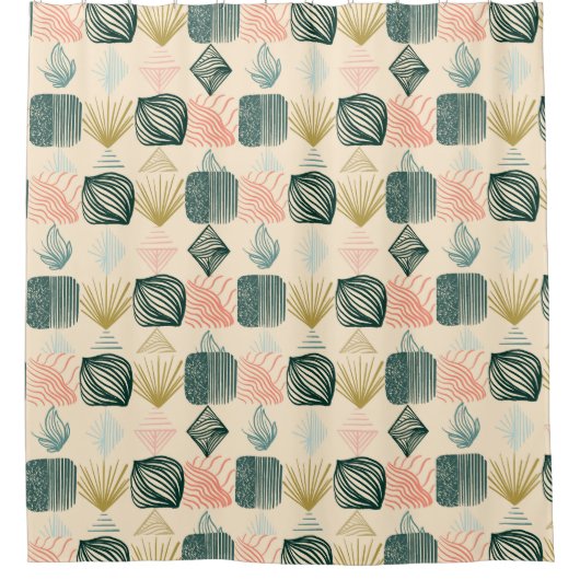 Bold Caribbean Tribal Mudcloth: Boho Buttercream Douchegordijn (Voorkant)