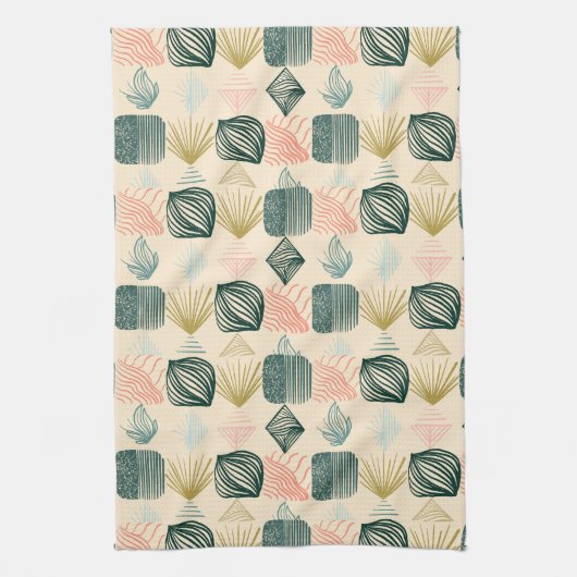 Bold Caribbean Tribal Mudcloth: Boho Buttercream Theedoek (Verticaal)