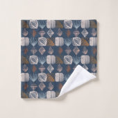 Bold Caribbean Tribal Mudcloth: Navy Blue, Boho Bad Handdoek (Wasdoekje)