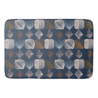Bold Caribbean Tribal Mudcloth: Navy Blue, Boho Badmat