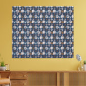 Bold Caribbean Tribal Mudcloth: Navy Blue, Boho Canvas Afdruk (Insitu (Woonkamer))
