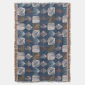 Bold Caribbean Tribal Mudcloth: Navy Blue, Boho Deken (Voorkant Verticaal)