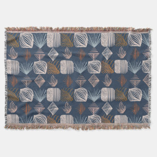 Bold Caribbean Tribal Mudcloth: Navy Blue, Boho Deken
