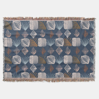 Bold Caribbean Tribal Mudcloth: Navy Blue, Boho Deken