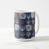 Bold Caribbean Tribal Mudcloth: Navy Blue, Boho Koffiemok (Voorkant rechts)