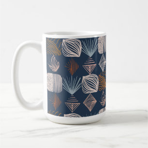 Bold Caribbean Tribal Mudcloth: Navy Blue, Boho Koffiemok