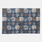 Bold Caribbean Tribal Mudcloth: Navy Blue, Boho Theedoek (Horizontaal)