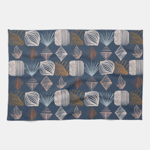 Bold Caribbean Tribal Mudcloth: Navy Blue, Boho Theedoek