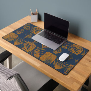 Bold Caribbean Tribal Mudcloth: Navy Blue, Goud Bureaumat