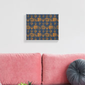 Bold Caribbean Tribal Mudcloth: Navy Blue, Goud Canvas Afdruk (Insitu (Woonkamer))