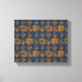Bold Caribbean Tribal Mudcloth: Navy Blue, Goud Canvas Afdruk (Voorkant)