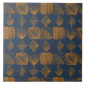 Bold Caribbean Tribal Mudcloth: Navy Blue, Goud Tegeltje (Voorkant)