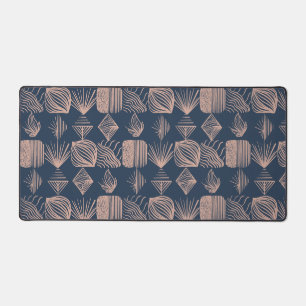 Bold Caribbean Tribal Mudcloth: Navy Blue, Roze Bureaumat