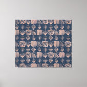 Bold Caribbean Tribal Mudcloth: Navy Blue, Roze Canvas Afdruk (Voorkant)