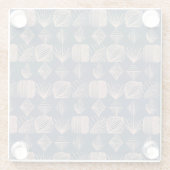 Bold Caribbean Tribal Mudcloth: Navy Blue, Roze Glazen Onderzetter (Achterkant)