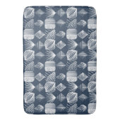 Bold Caribbean Tribal Mudcloth: Navy Blue& White, Badmat (Voorkant Verticaal)