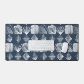 Bold Caribbean Tribal Mudcloth: Navy Blue& White, Bureaumat (Keyboard & Muis)