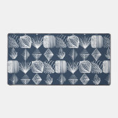 Bold Caribbean Tribal Mudcloth: Navy Blue& White, Bureaumat (Voorkant)