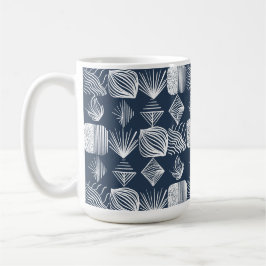 Bold Caribbean Tribal Mudcloth: Navy Blue& White, Koffiemok