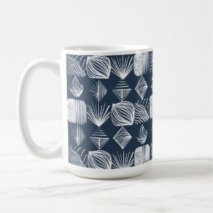 Bold Caribbean Tribal Mudcloth: Navy Blue& White, Koffiemok