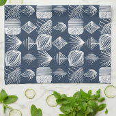 Bold Caribbean Tribal Mudcloth: Navy Blue& White, Theedoek (Gevouwen)