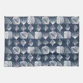 Bold Caribbean Tribal Mudcloth: Navy Blue& White, Theedoek (Horizontaal)