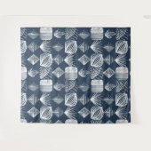 Bold Caribbean Tribal Mudcloth: Navy Blue& White, Wandkleed (Voorkant (horizontaal))