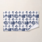 Bold Caribbean Tribal Mudcloth: Wit, Navy Blue Bad Handdoek (Handdoek)