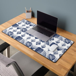 Bold Caribbean Tribal Mudcloth: Wit, Navy Blue Bureaumat