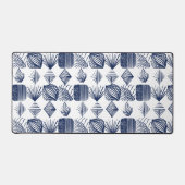 Bold Caribbean Tribal Mudcloth: Wit, Navy Blue Bureaumat (Voorkant)