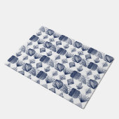 Bold Caribbean Tribal Mudcloth: Wit, Navy Blue Deurmat (Schuin)