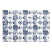 Bold Caribbean Tribal Mudcloth: Wit, Navy Blue Kussensloop (Achterkant)