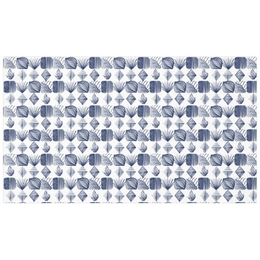 Bold Caribbean Tribal Mudcloth: Wit, Navy Blue Tafelkleed (Voorkant (Horizontaal))