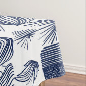 Bold Caribbean Tribal Mudcloth: Wit, Navy Blue Tafelkleed (Voorbeeld)