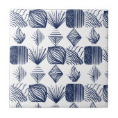 Bold Caribbean Tribal Mudcloth: Wit, Navy Blue Tegeltje (Voorkant)
