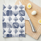 Bold Caribbean Tribal Mudcloth: Wit, Navy Blue Theedoek (Quarter Fold)